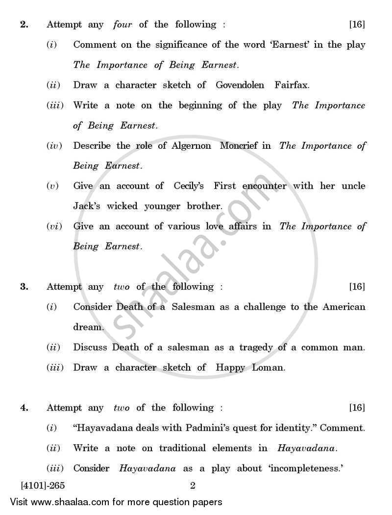 English Special Paper 1- Understanding Drama 2011-2012 - B.A. - 2nd Year (SYBA) - University of Pune question paper with PDF download