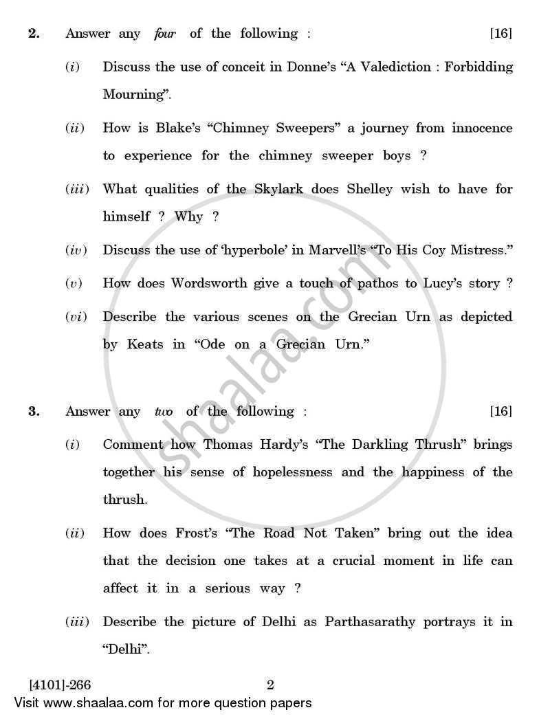English Special Paper 2- Understanding Poetry 2011-2012 - B.A. - 2nd Year (SYBA) - University of Pune question paper with PDF download