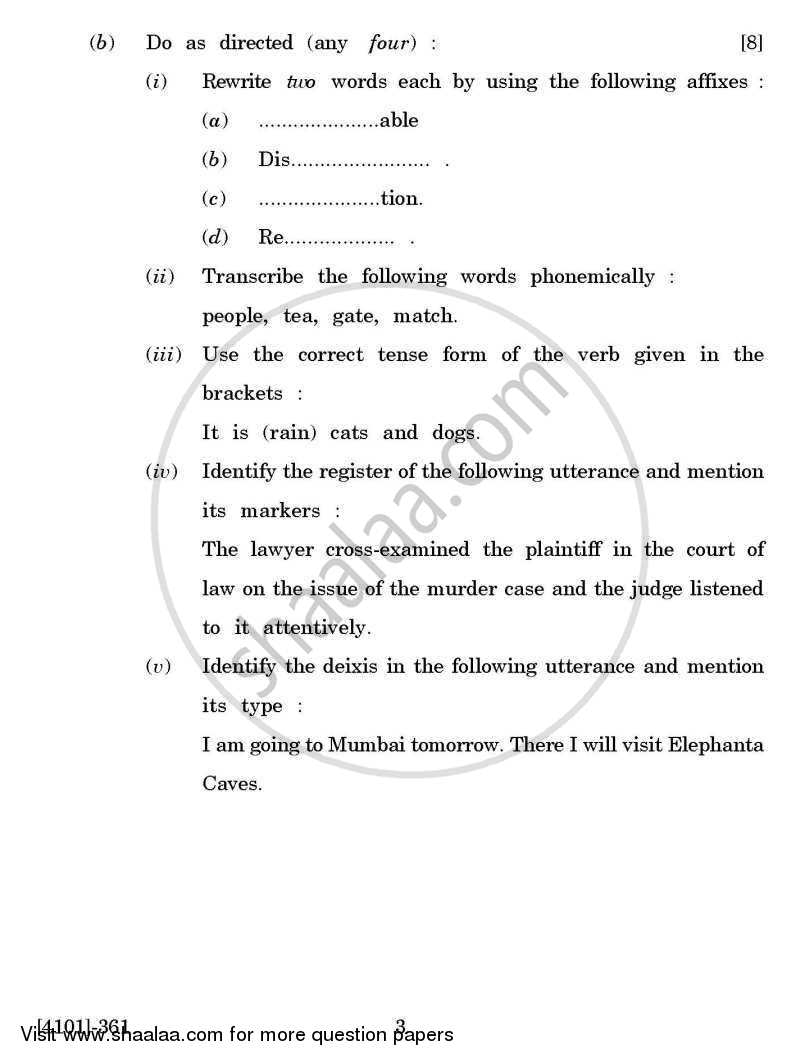 English Special Paper 3- Introduction to the Study of English Language 2011-2012 - B.A. - 3rd Year (TYBA) - University of Pune question paper with PDF download