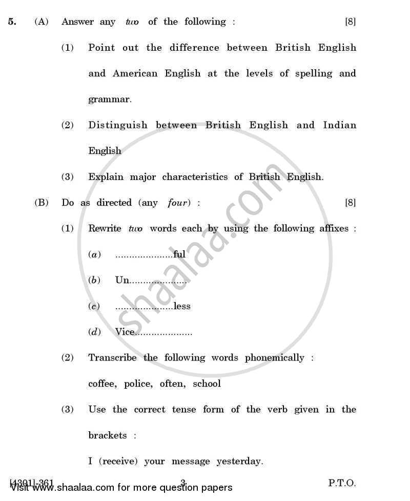 English Special Paper 3- Introduction to the Study of English Language 2012-2013 - B.A. - 3rd Year (TYBA) - University of Pune question paper with PDF download