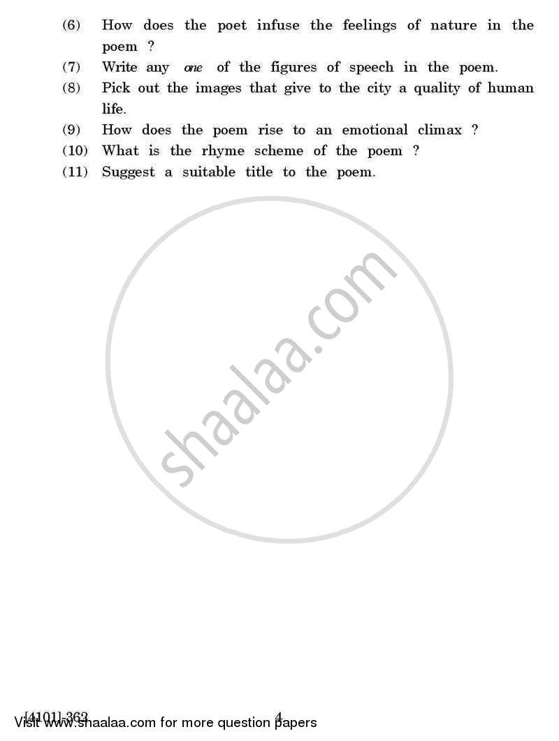 English Special Paper 4- Introduction to Literary Criticism and Critical Appreciation 2011-2012 - B.A. - 3rd Year (TYBA) - University of Pune question paper with PDF download