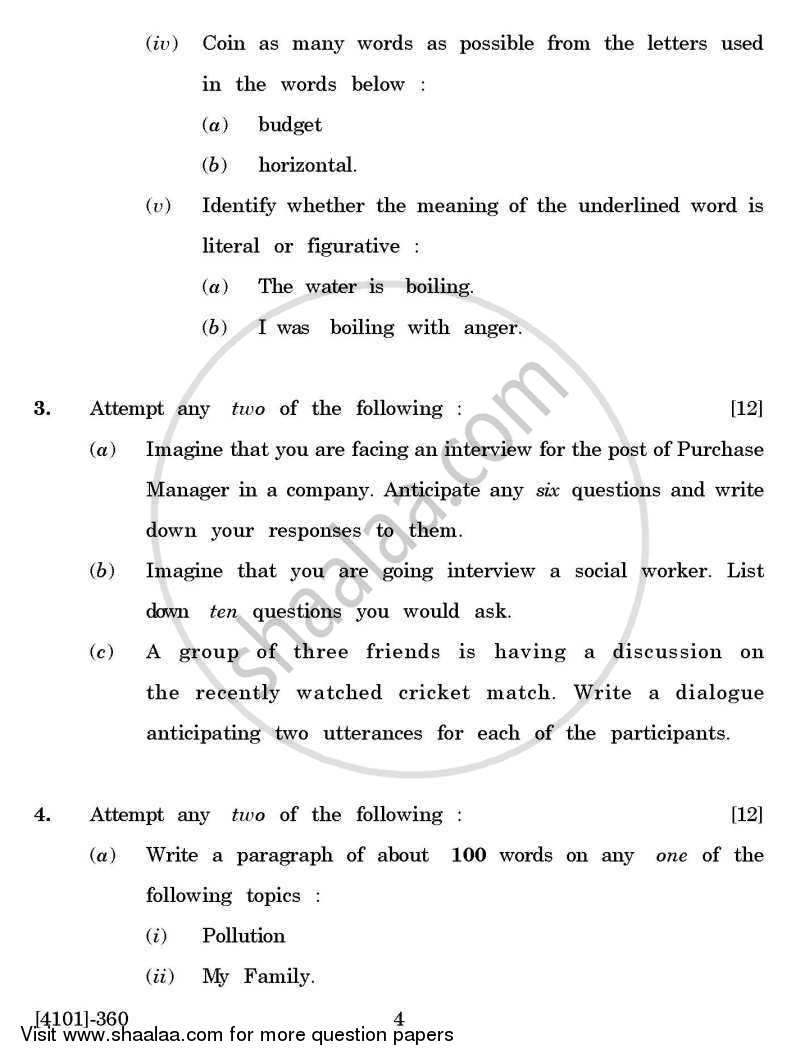 Enriching Oral and Written Communication 2011-2012 - B.A. - 3rd Year (TYBA) - University of Pune question paper with PDF download
