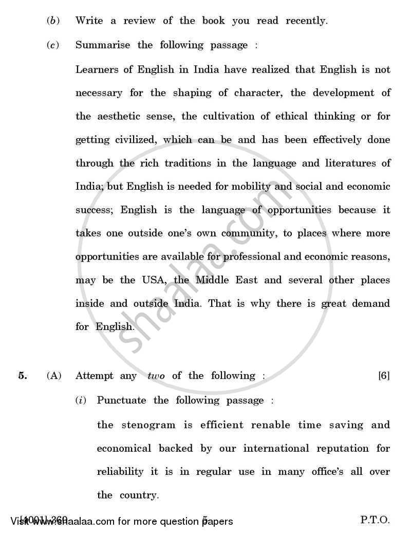 Enriching Oral and Written Communication 2011-2012 - B.A. - 3rd Year (TYBA) - University of Pune question paper with PDF download