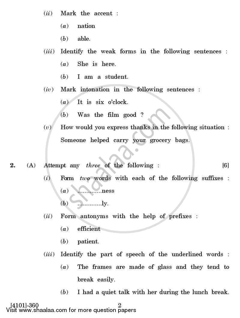 Enriching Oral and Written Communication 2011-2012 - B.A. - 3rd Year (TYBA) - University of Pune question paper with PDF download