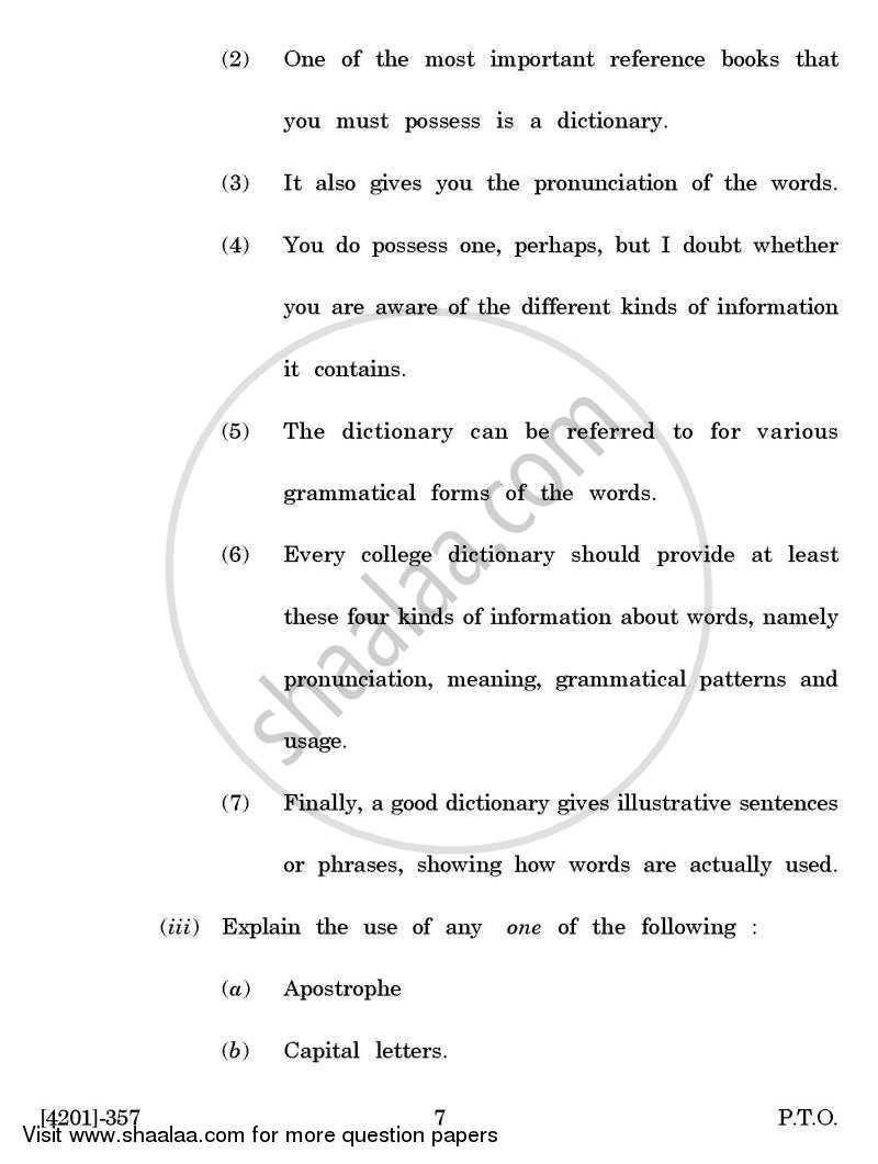 Enriching Oral and Written Communication 2012-2013 - B.A. - 3rd Year (TYBA) - University of Pune question paper with PDF download
