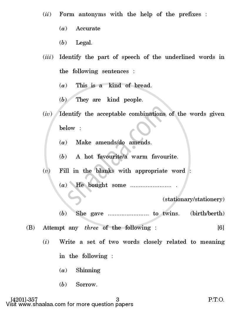 Enriching Oral and Written Communication 2012-2013 - B.A. - 3rd Year (TYBA) - University of Pune question paper with PDF download