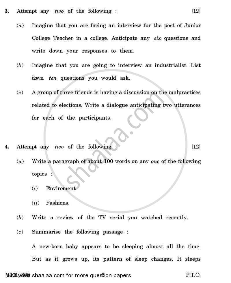 Enriching Oral and Written Communication 2012-2013 - B.A. - 3rd Year (TYBA) - University of Pune question paper with PDF download