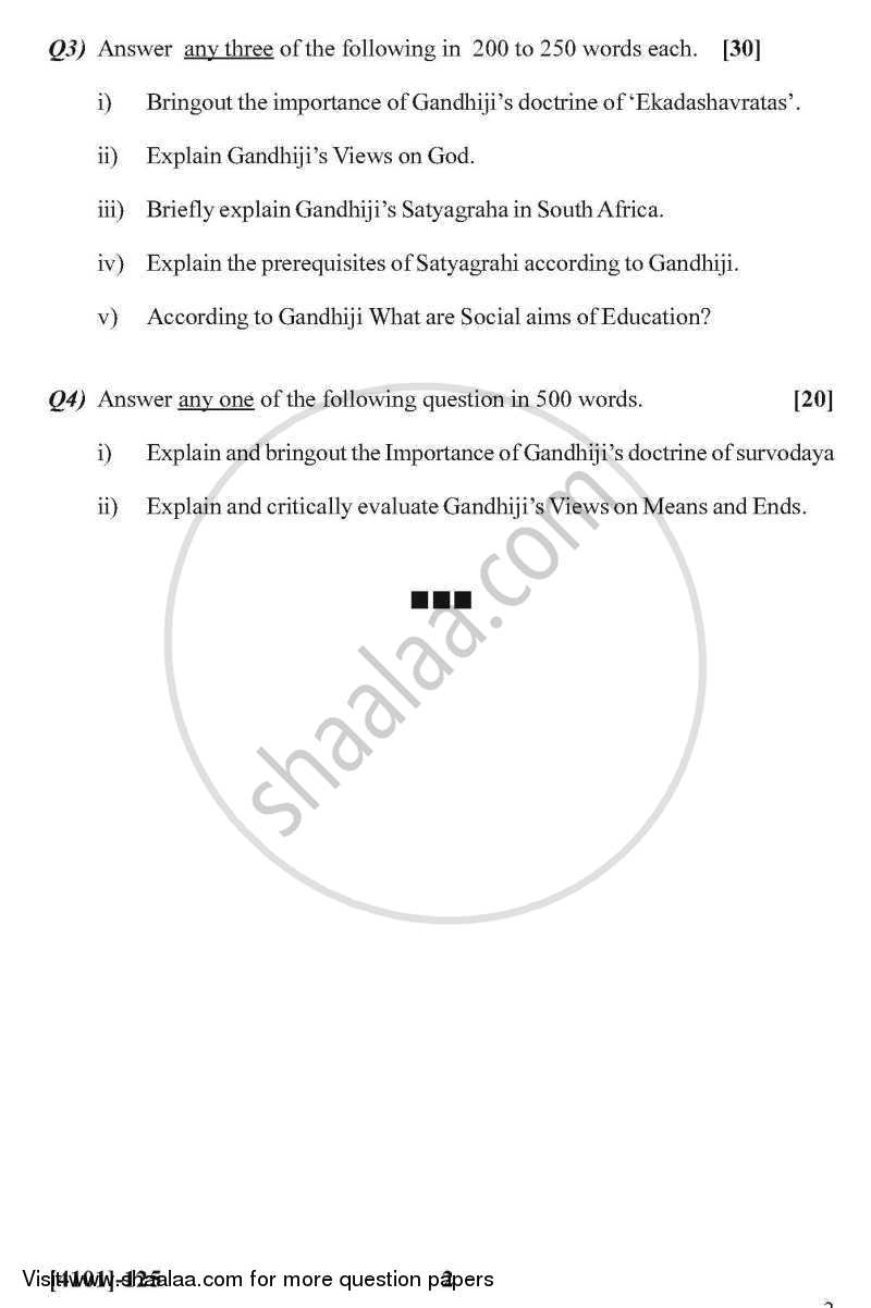 Gandhian Thought General Paper 1- Introduction to Gandhian Thought 2011-2012 - B.A. - 1st Year (FYBA) - University of Pune question paper with PDF download