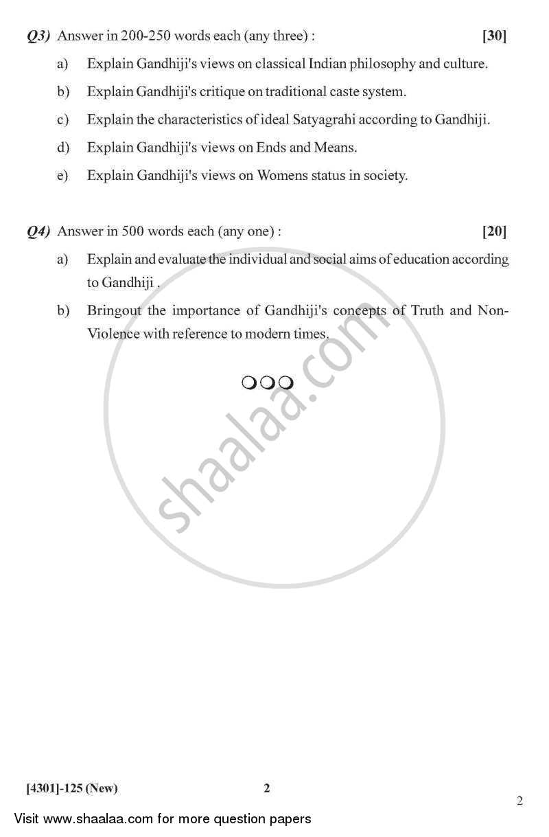 Gandhian Thought General Paper 1- Introduction to Gandhian Thought 2012-2013 - B.A. - 1st Year (FYBA) - University of Pune question paper with PDF download
