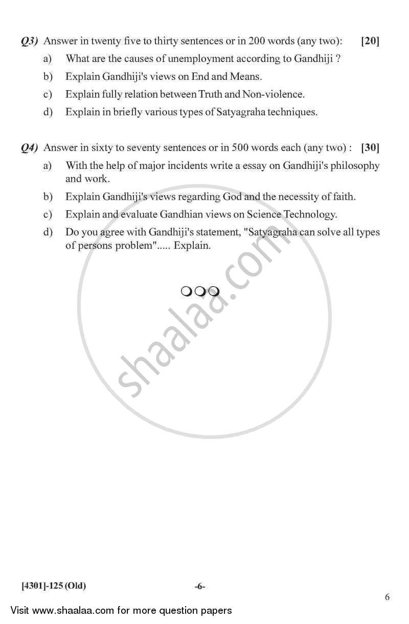 Gandhian Thought General Paper 1- Introduction to Gandhian Thought 2012-2013 - B.A. - 1st Year (FYBA) - University of Pune question paper with PDF download