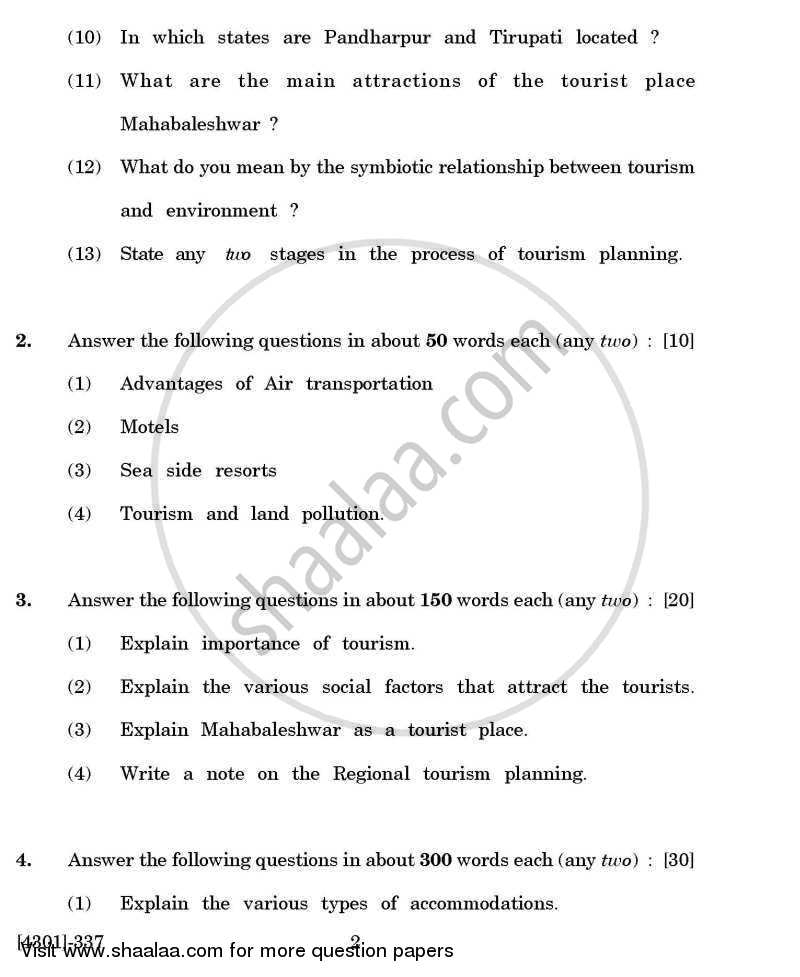 Geography General Paper 3- Geography of Travel and Tourism 2012-2013 - B.A. - 3rd Year (TYBA) - University of Pune question paper with PDF download