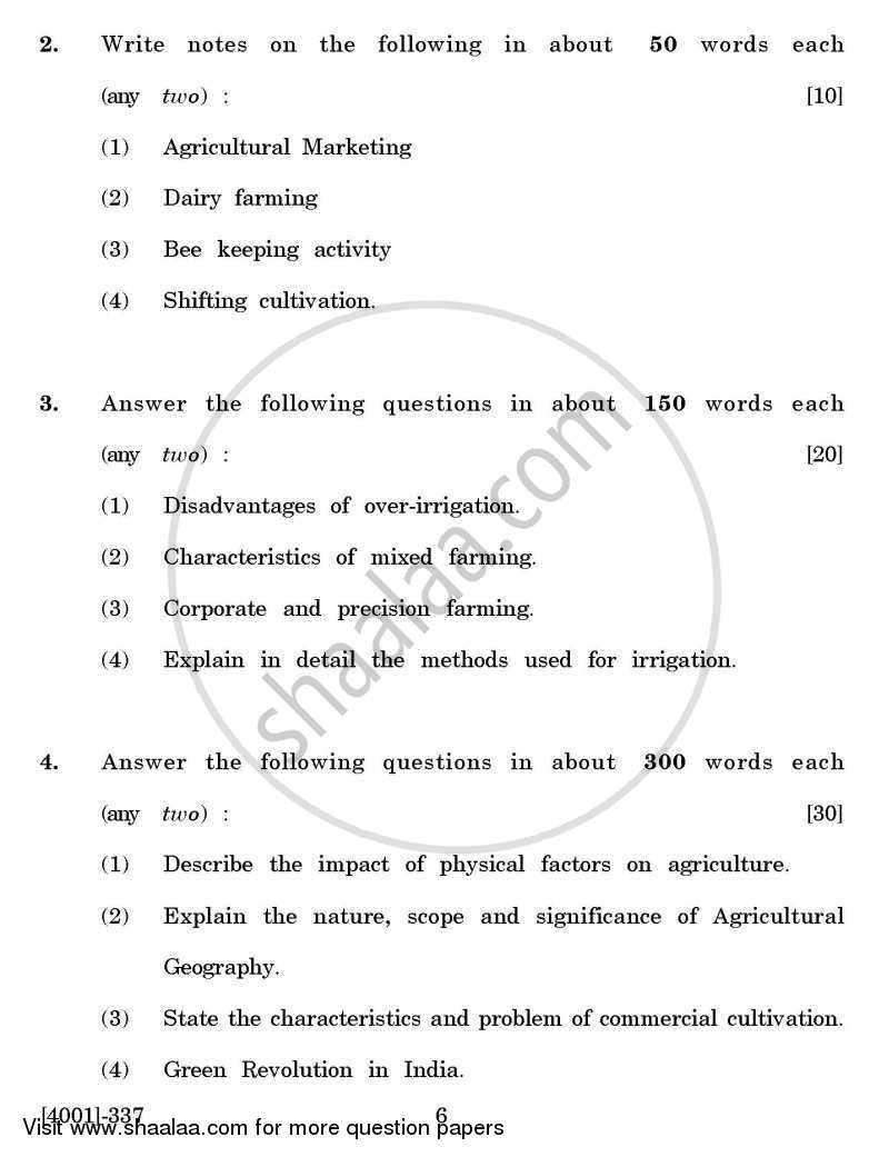 Geography General Paper 3- Geography of Tropical Agriculture 2011-2012 - B.A. - 3rd Year (TYBA) - University of Pune question paper with PDF download