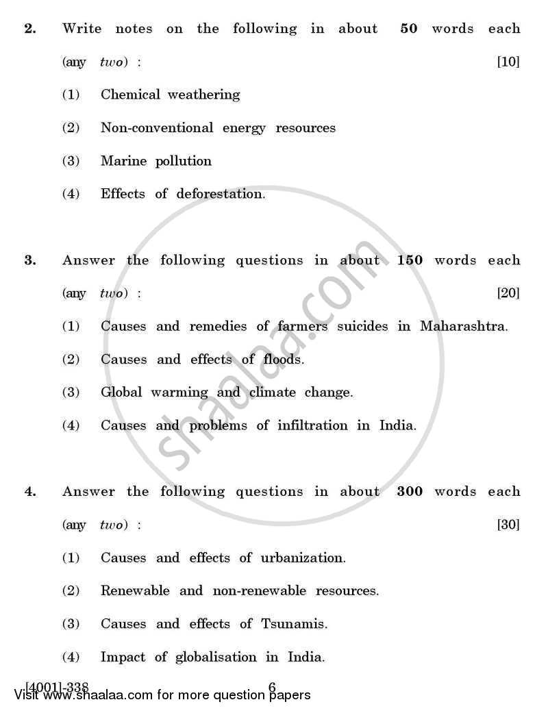 Geography Special Paper 3- Contemporary Issues and Geography 2011-2012 - B.A. - 3rd Year (TYBA) - University of Pune question paper with PDF download