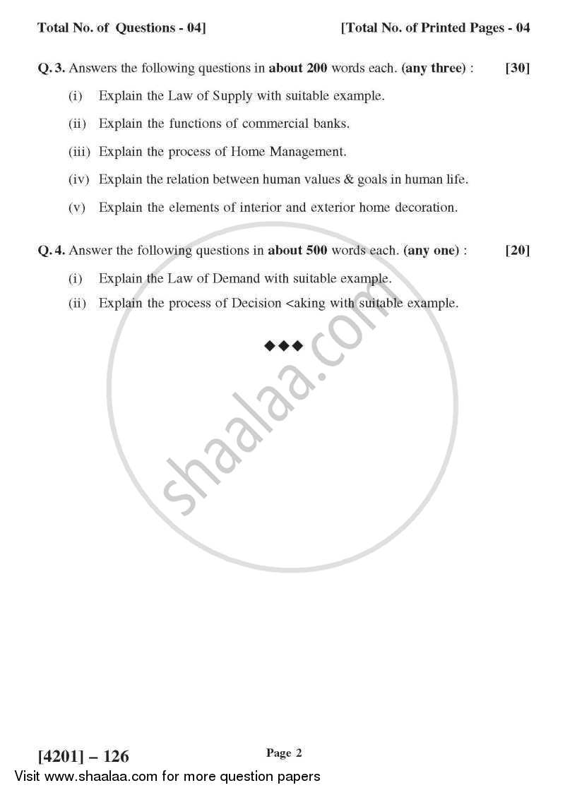 Home Economics General Paper 1- Household and General Economics 2012-2013 - B.A. - 1st Year (FYBA) - University of Pune question paper with PDF download
