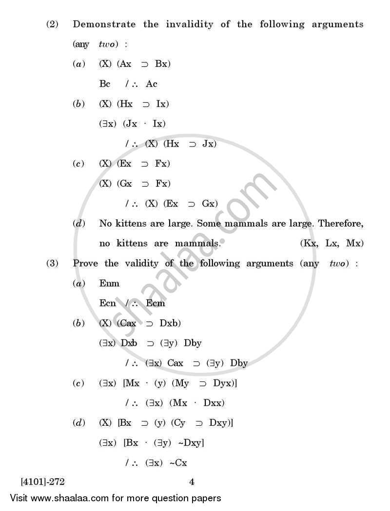 Logic and Methodology of Science General Paper 2- Formal and Relational Logic 2011-2012 - B.A. - 2nd Year (SYBA) - University of Pune question paper with PDF download