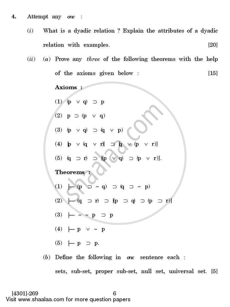 Logic and Methodology of Science General Paper 2- Formal and Relational Logic 2012-2013 - B.A. - 2nd Year (SYBA) - University of Pune question paper with PDF download