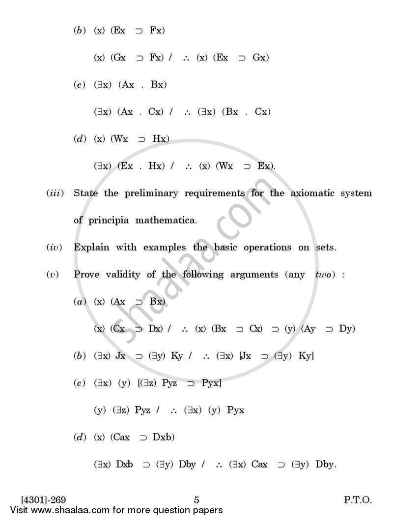 Logic and Methodology of Science General Paper 2- Formal and Relational Logic 2012-2013 - B.A. - 2nd Year (SYBA) - University of Pune question paper with PDF download