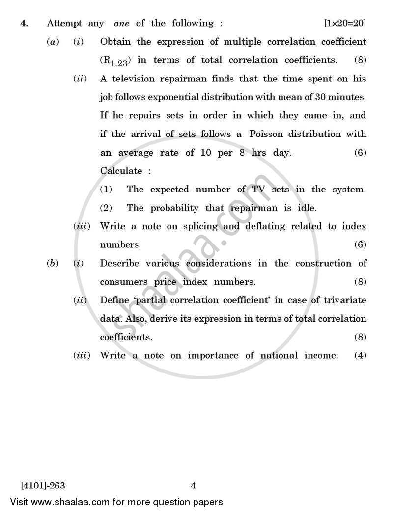 Mathematical Statistics General Paper 2- Discrete Probability Distributions and Statistical Methods 2011-2012 - B.A. - 2nd Year (SYBA) - University of Pune question paper with PDF download