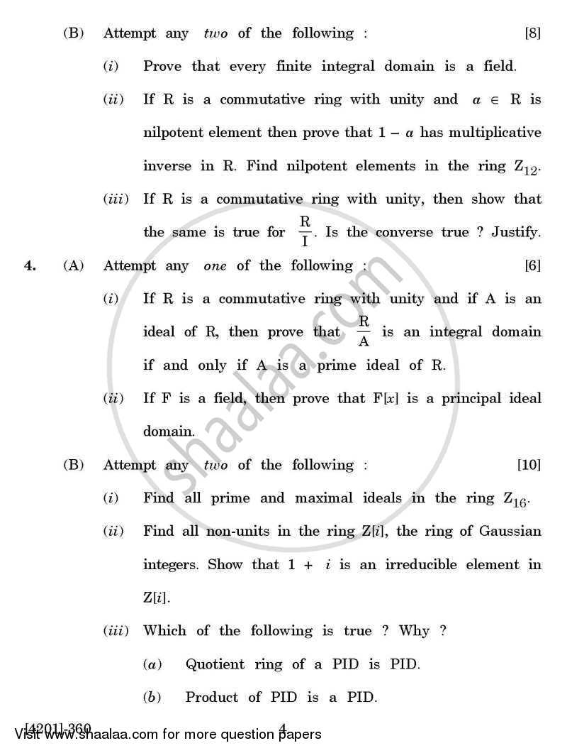 Mathematics General Paper 3- Group Theory and Ring Theory 2012-2013 - B.A. - 3rd Year (TYBA) - University of Pune question paper with PDF download