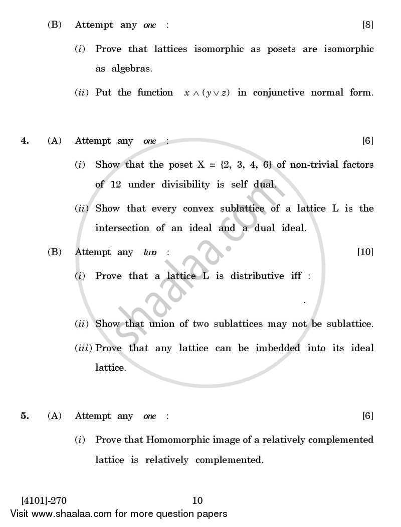 Mathematics Special Paper 2- Graph Theory and Lattice Theory 2011-2012 - B.A. - 2nd Year (SYBA) - University of Pune question paper with PDF download