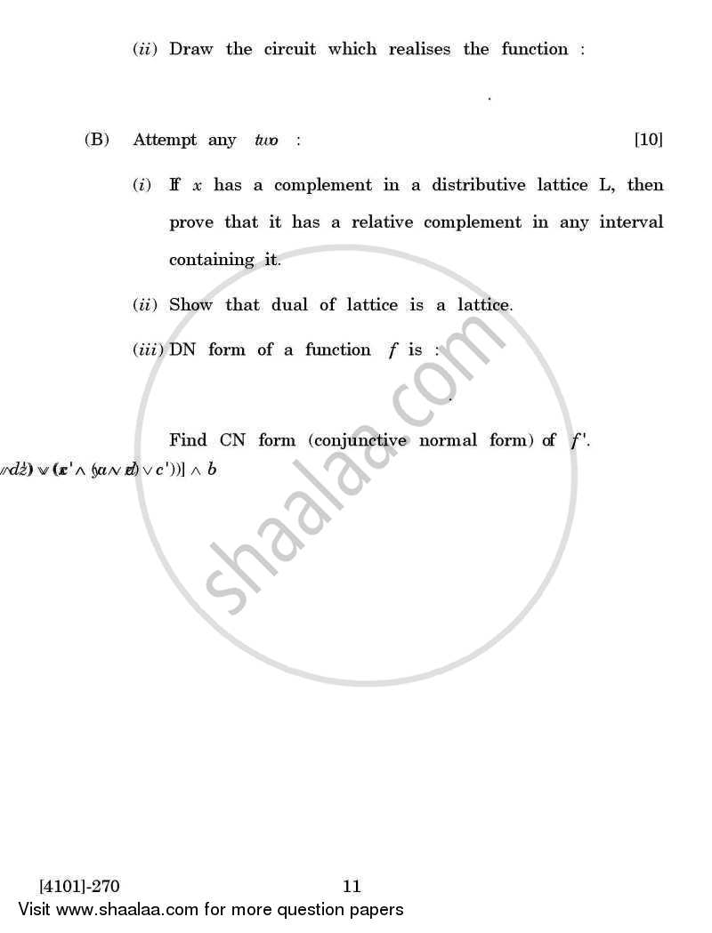 Mathematics Special Paper 2- Graph Theory and Lattice Theory 2011-2012 - B.A. - 2nd Year (SYBA) - University of Pune question paper with PDF download