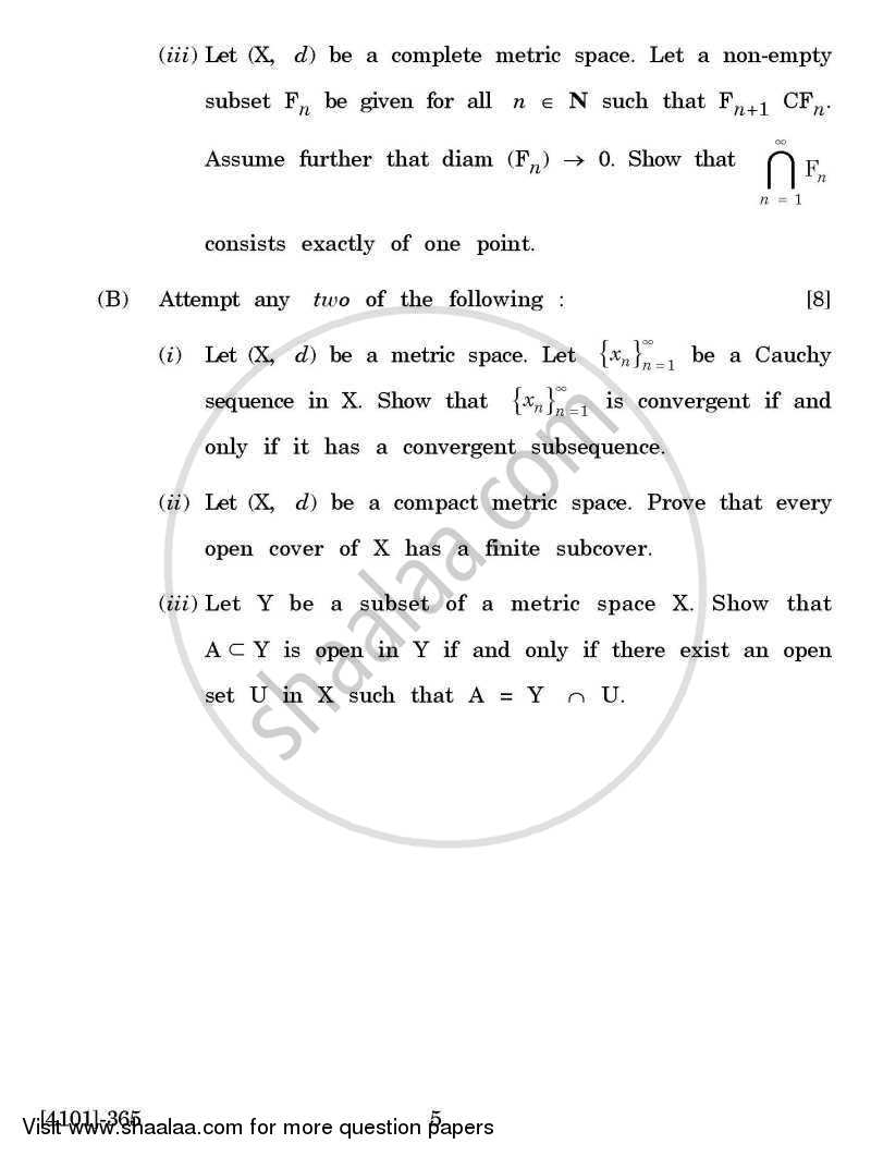 Mathematics Special Paper 3- Set Theory, Logic and Metric Spaces 2011-2012 - B.A. - 3rd Year (TYBA) - University of Pune question paper with PDF download