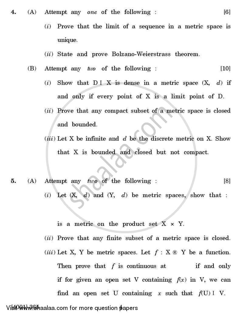Mathematics Special Paper 3- Set Theory, Logic and Metric Spaces 2011-2012 - B.A. - 3rd Year (TYBA) - University of Pune question paper with PDF download