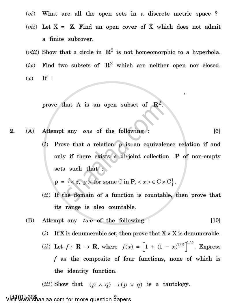 Mathematics Special Paper 3- Set Theory, Logic and Metric Spaces 2011-2012 - B.A. - 3rd Year (TYBA) - University of Pune question paper with PDF download