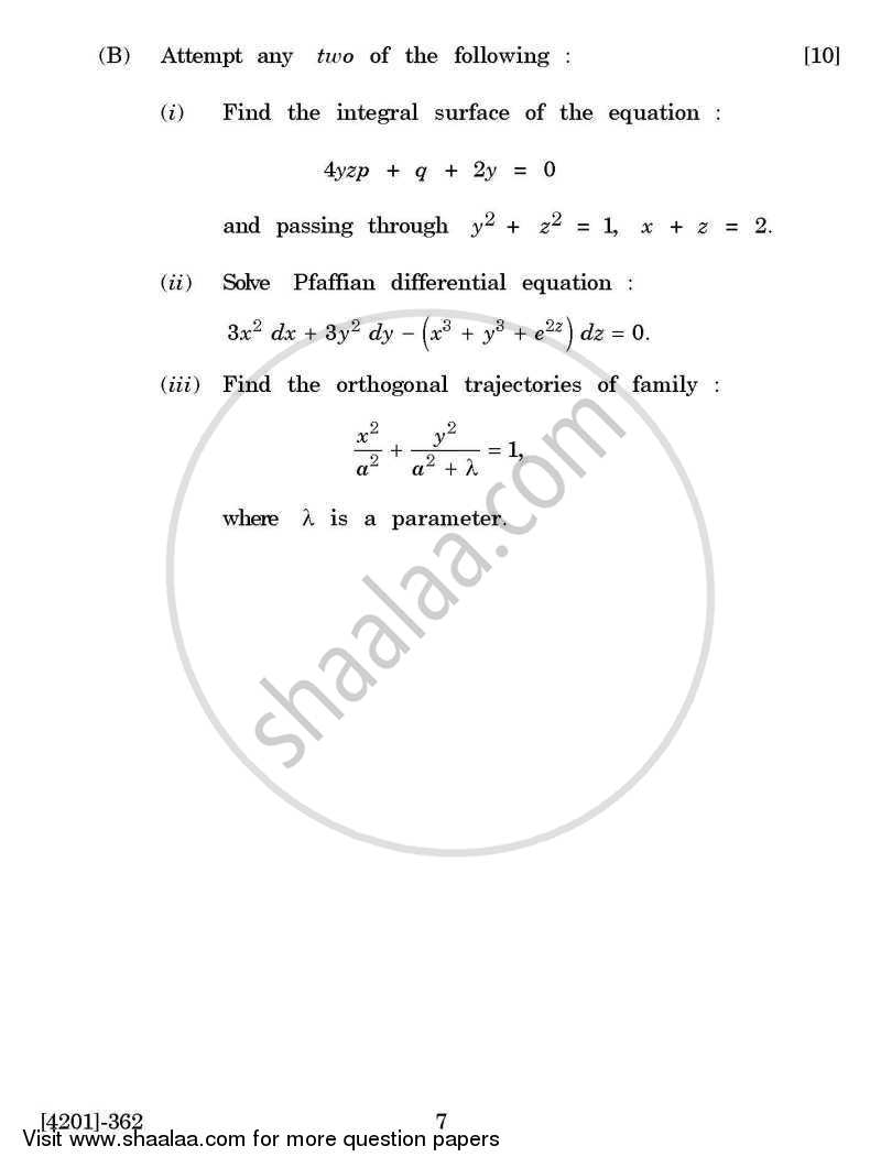 Mathematics Special Paper 4- Ordinary Differential Equations and Partial Differential Equations 2012-2013 - B.A. - 3rd Year (TYBA) - University of Pune question paper with PDF download