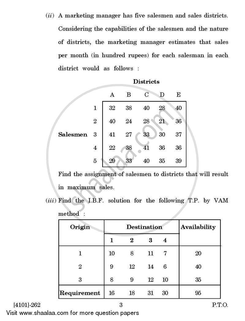 Operations Research 2011-2012 - B.A. - 2nd Year (SYBA) - University of Pune question paper with PDF download