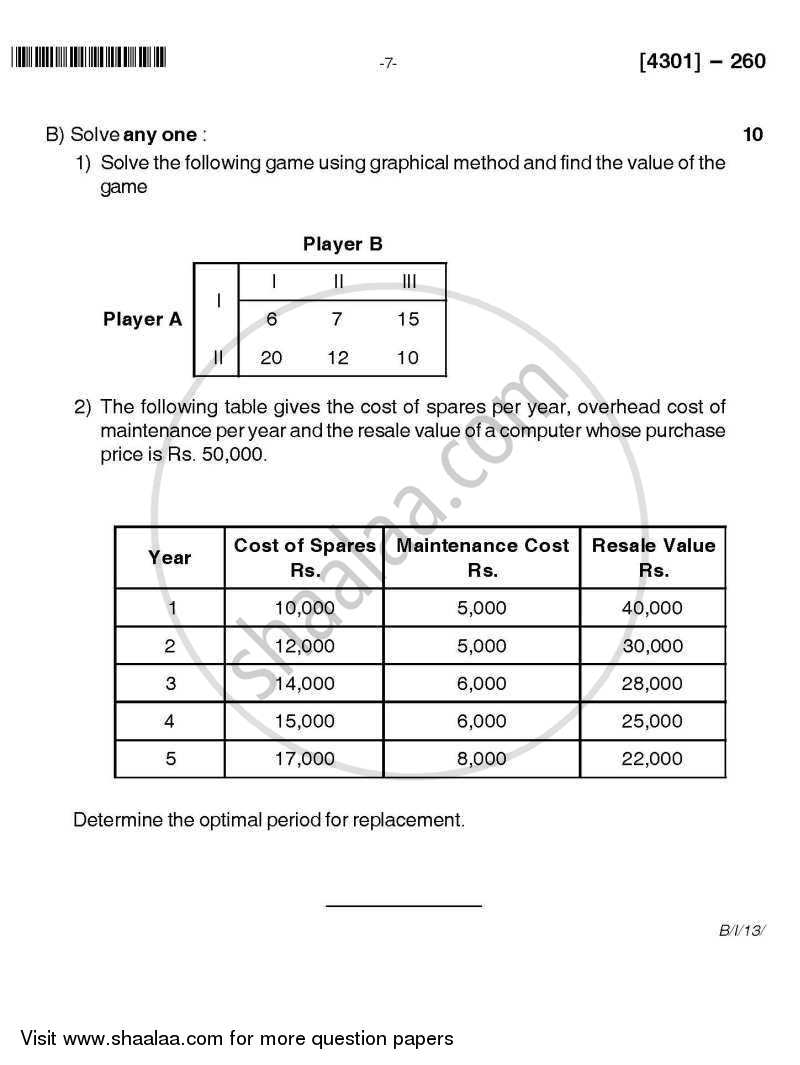 Operations Research 2012-2013 - B.A. - 2nd Year (SYBA) - University of Pune question paper with PDF download