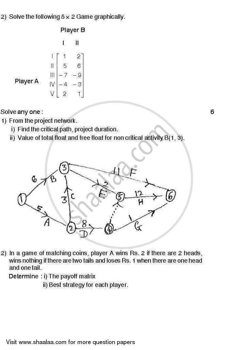 Operations Research 2012-2013 - B.A. - 2nd Year (SYBA) - University of Pune question paper with PDF download