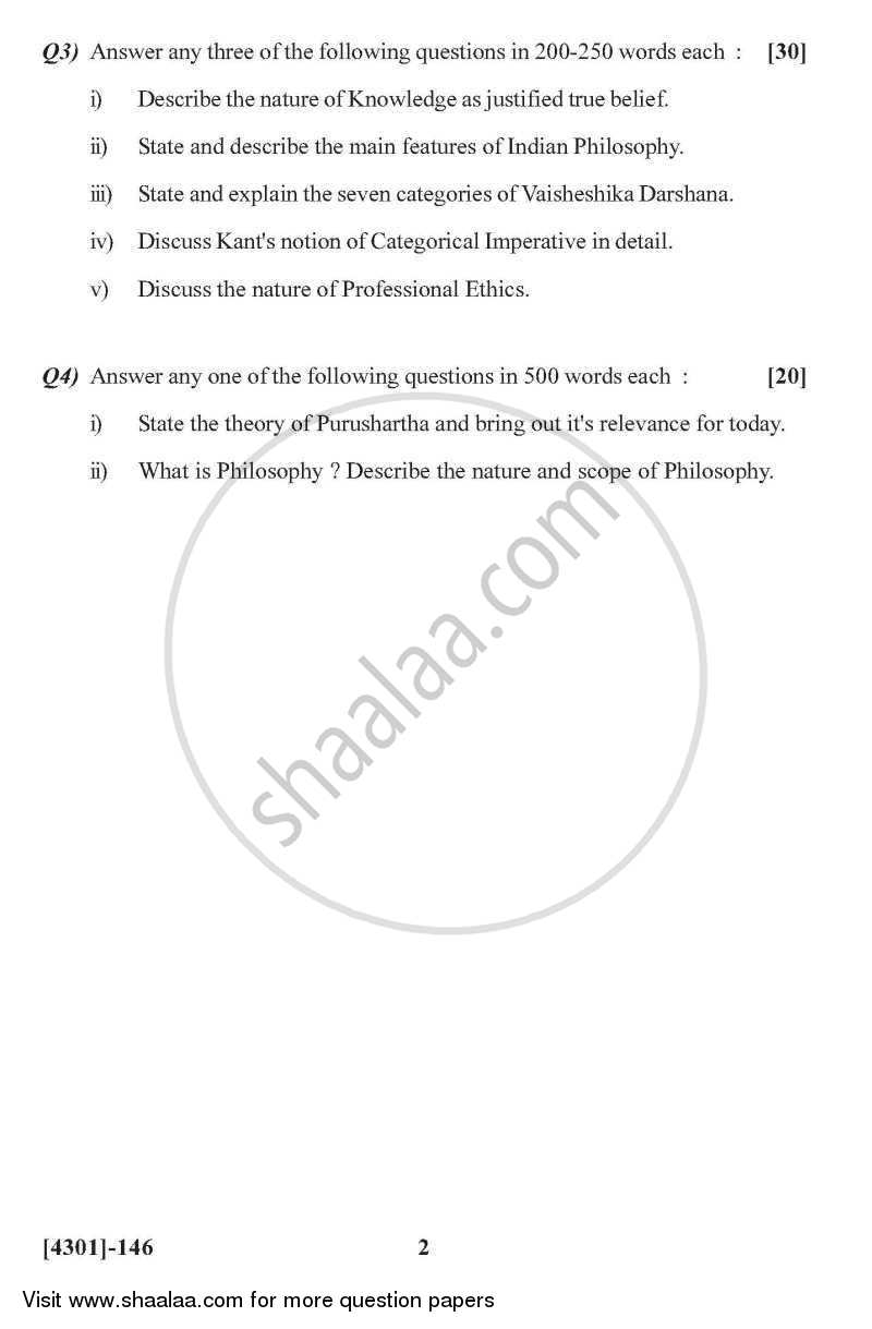 Philosophy General Paper 1- Introduction to Philosophy 2012-2013 - B.A. - 1st Year (FYBA) - University of Pune question paper with PDF download