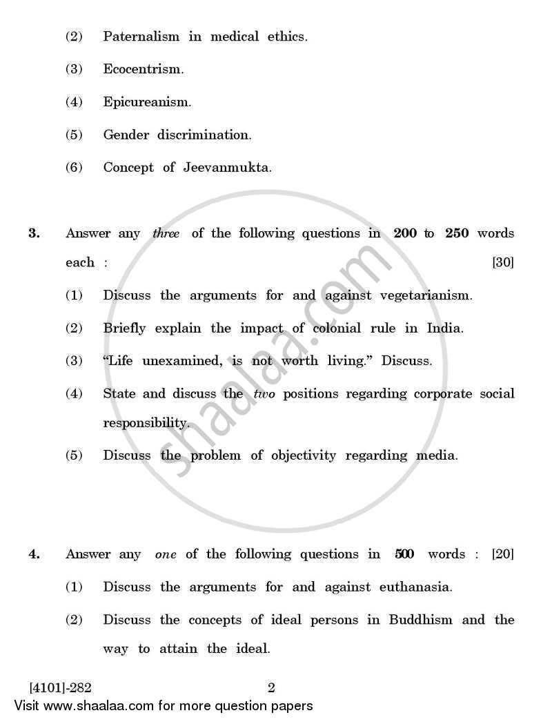 Philosophy General Paper 2- Philosophy and Good Life 2011-2012 - B.A. - 2nd Year (SYBA) - University of Pune question paper with PDF download