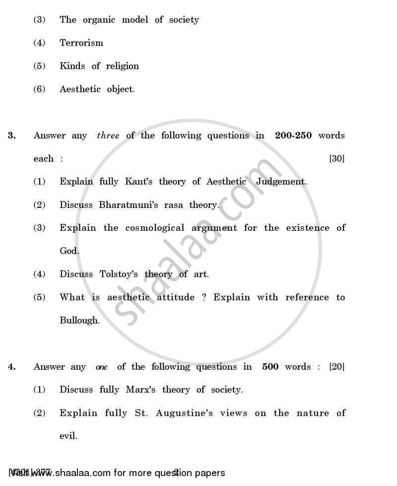 Philosophy General Paper 3- Aesthetics and Social Philosophy 2012-2013 - B.A. - 3rd Year (TYBA) - University of Pune question paper with PDF download