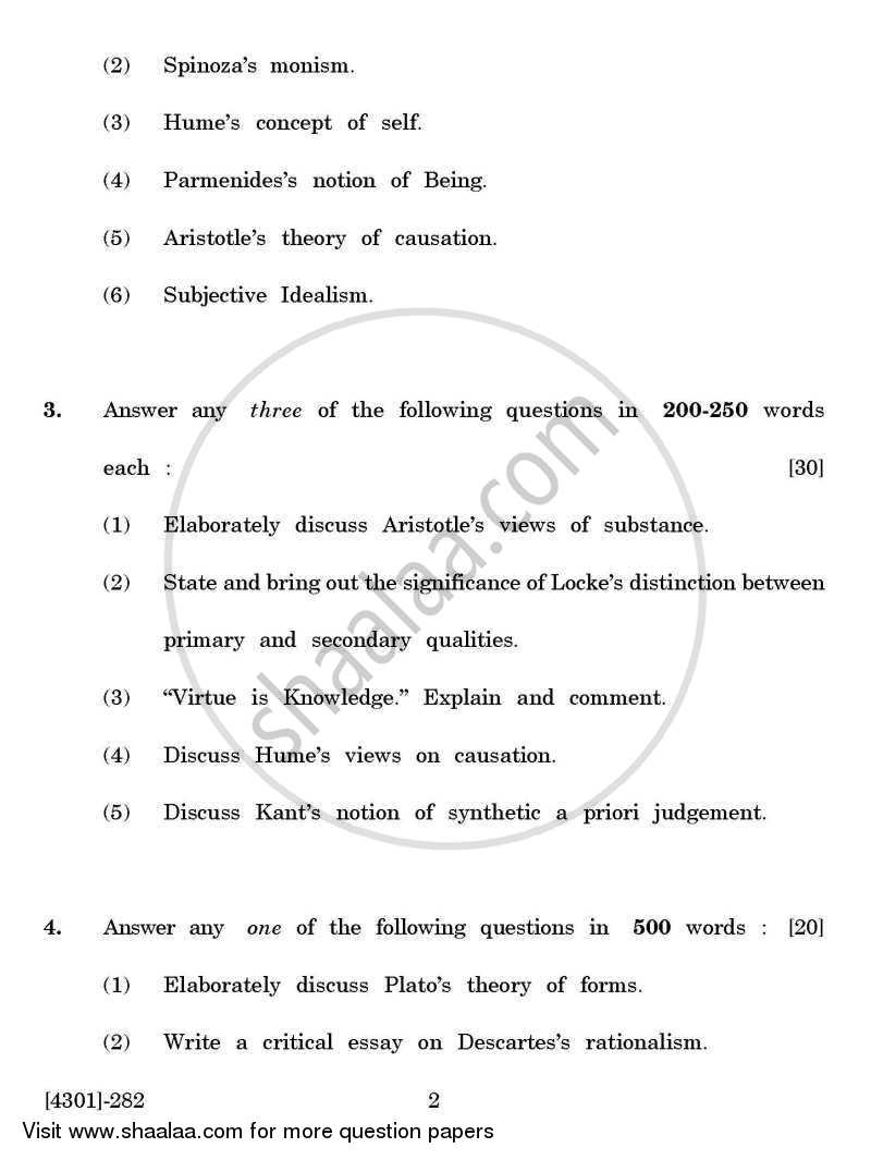 Philosophy Special Paper 2- History of Western Philosophy (Ancient Medievals and Modern) 2012-2013 - B.A. - 2nd Year (SYBA) - University of Pune question paper with PDF download