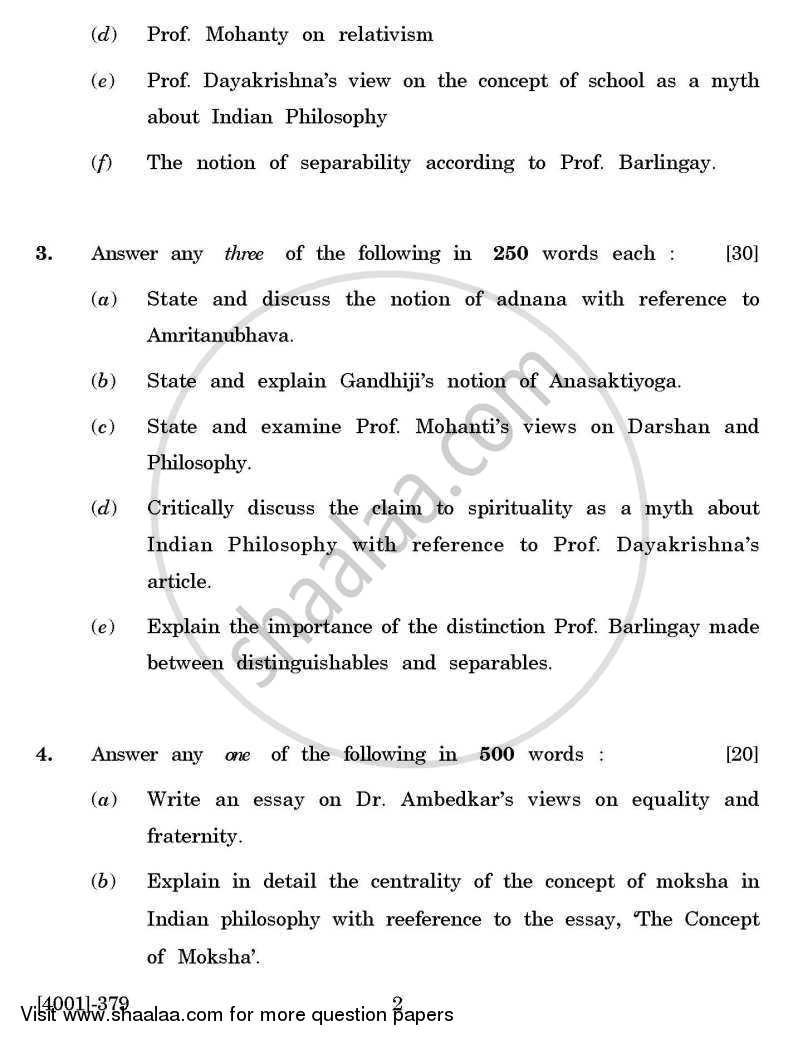 Philosophy Special Paper 3- Thinkers and Textual Studies (Indian) 2011-2012 - B.A. - 3rd Year (TYBA) - University of Pune question paper with PDF download