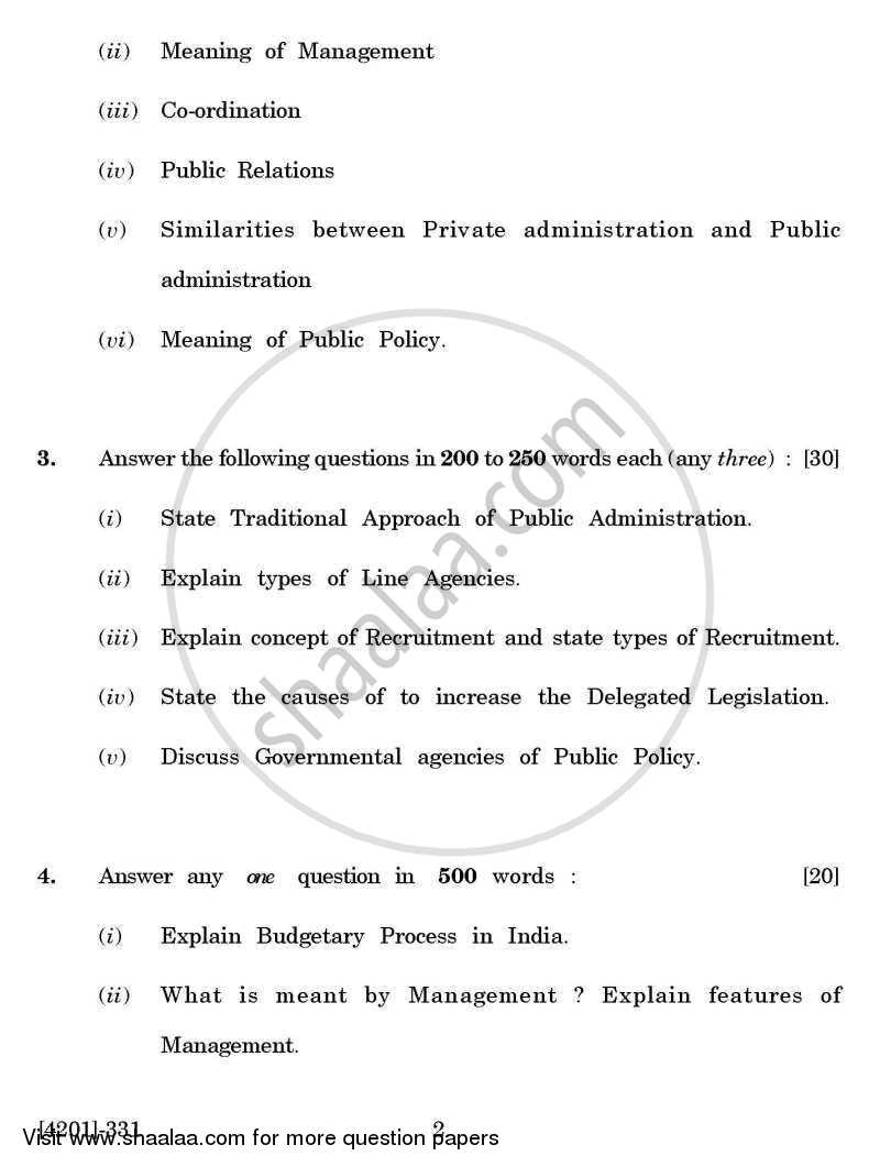 Political Science Special Paper 3- Public Administration 2012-2013 - B.A. - 3rd Year (TYBA) - University of Pune question paper with PDF download