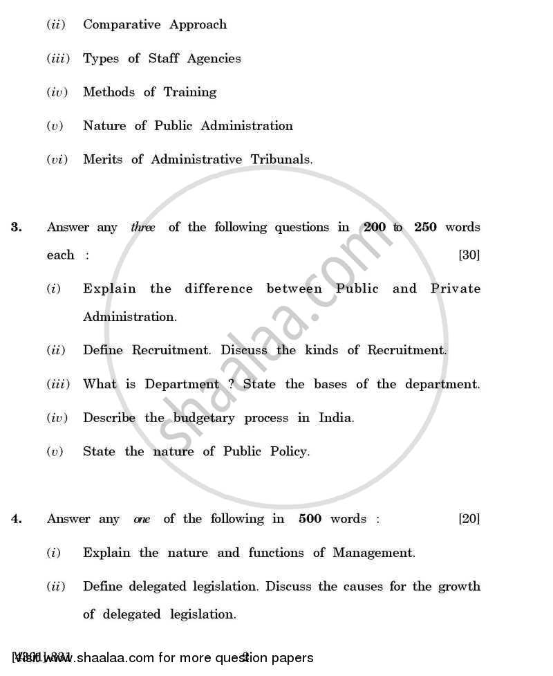 Political Science Special Paper 3- Public Administration 2012-2013 - B.A. - 3rd Year (TYBA) - University of Pune question paper with PDF download