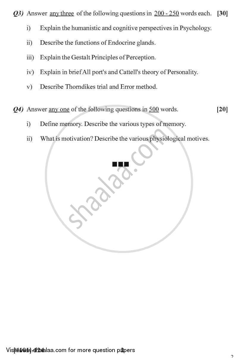 Psychology General Paper 1- General Psychology 2011-2012 - B.A. - 1st Year (FYBA) - University of Pune question paper with PDF download