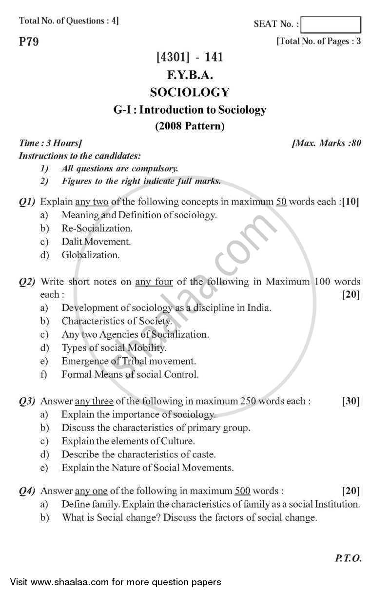 introduction to sociology essay questions