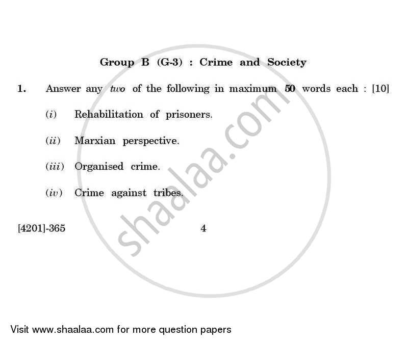 Sociology General Paper 3- Crime and Society 2012-2013 - B.A. - 3rd Year (TYBA) - University of Pune question paper with PDF download