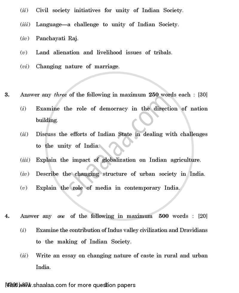 Sociology Special Paper 4- Indian Society: Continuity and Change 2012-2013 - B.A. - 3rd Year (TYBA) - University of Pune question paper with PDF download