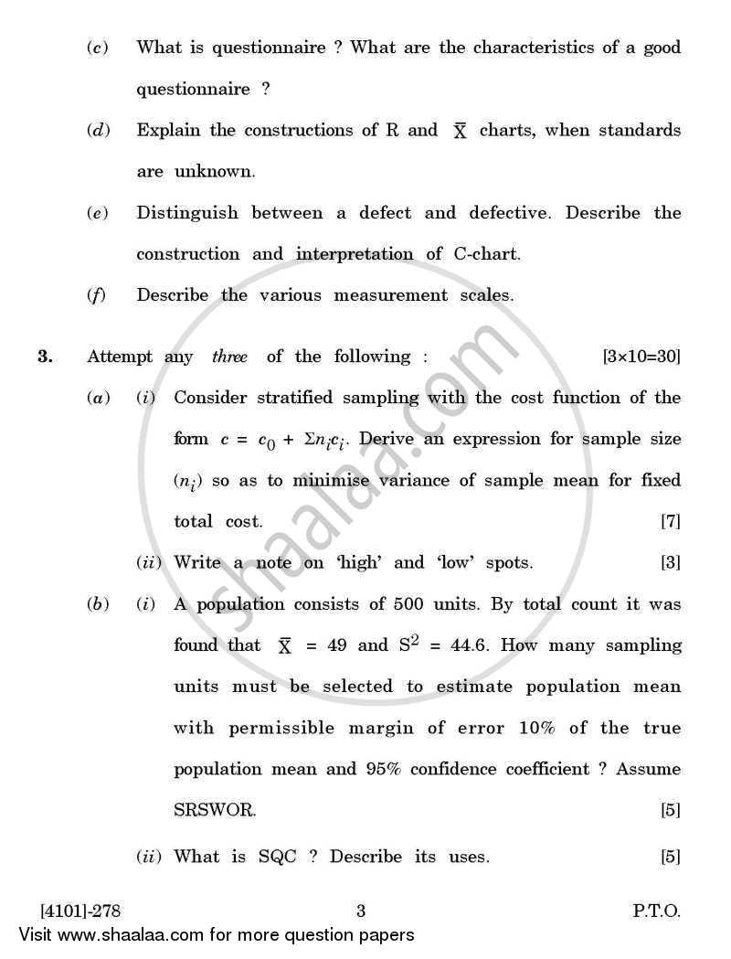 Statistics General Paper 2- Research Methodology, Sampling Techniques and Statistical Quality Control 2011-2012 - B.A. - 2nd Year (SYBA) - University of Pune question paper with PDF download