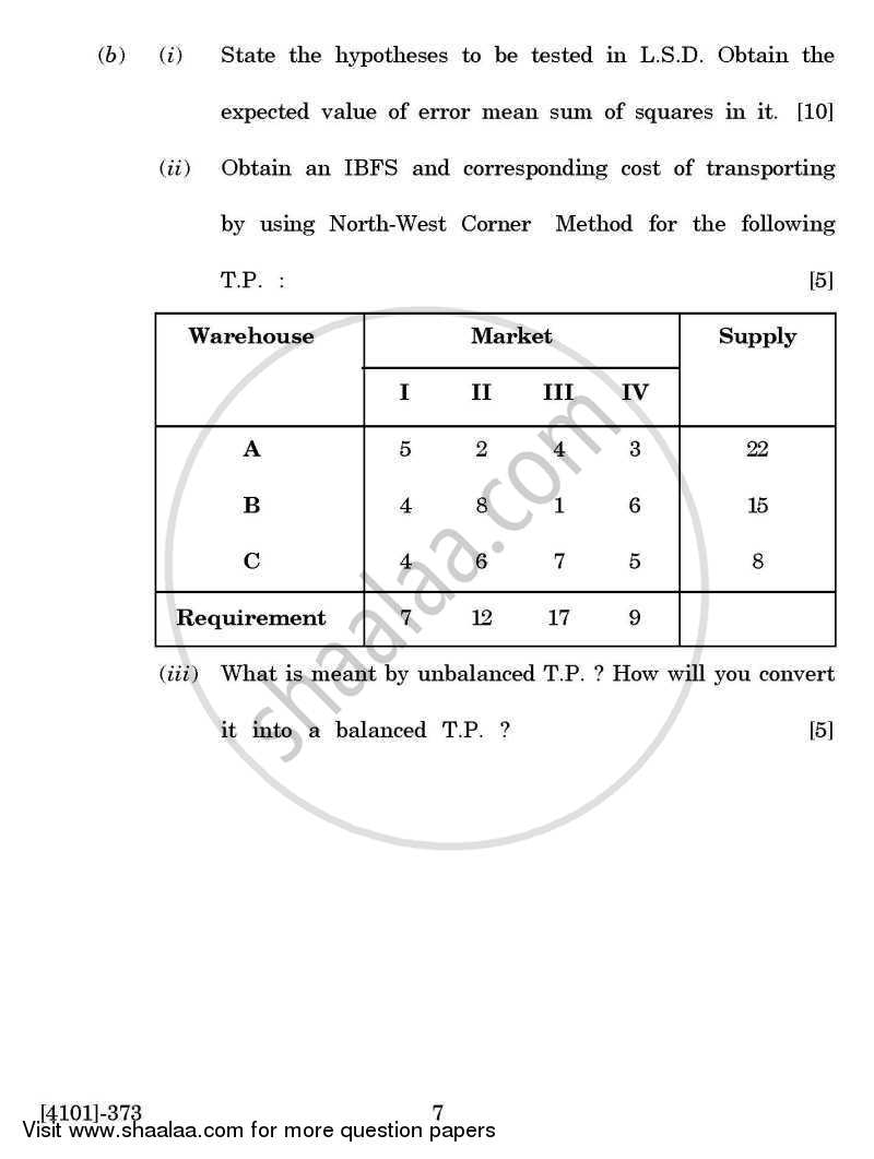 Statistics General Paper 3- Design of Experiments and Operations Research 2011-2012 - B.A. - 3rd Year (TYBA) - University of Pune question paper with PDF download