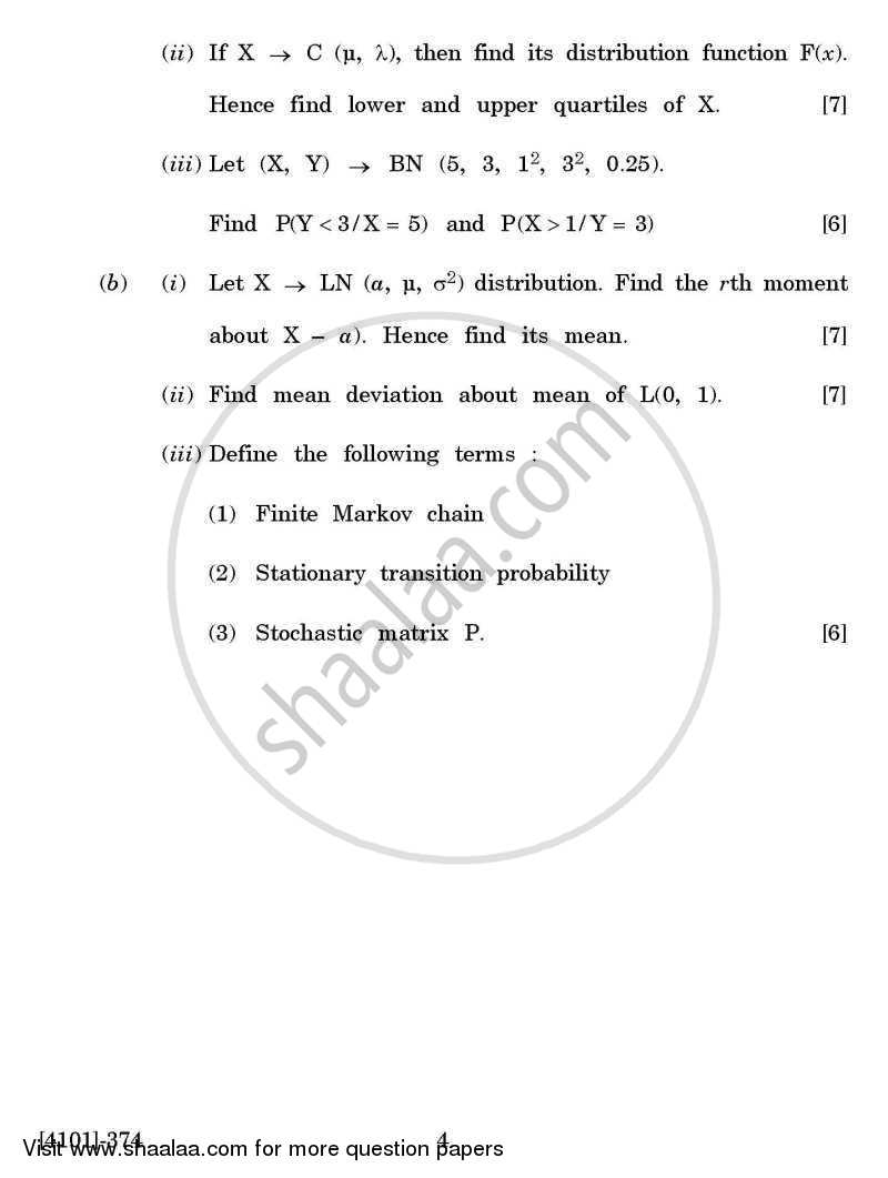 Statistics Special Paper 3- Distribution Theory 2011-2012 - B.A. - 3rd Year (TYBA) - University of Pune question paper with PDF download