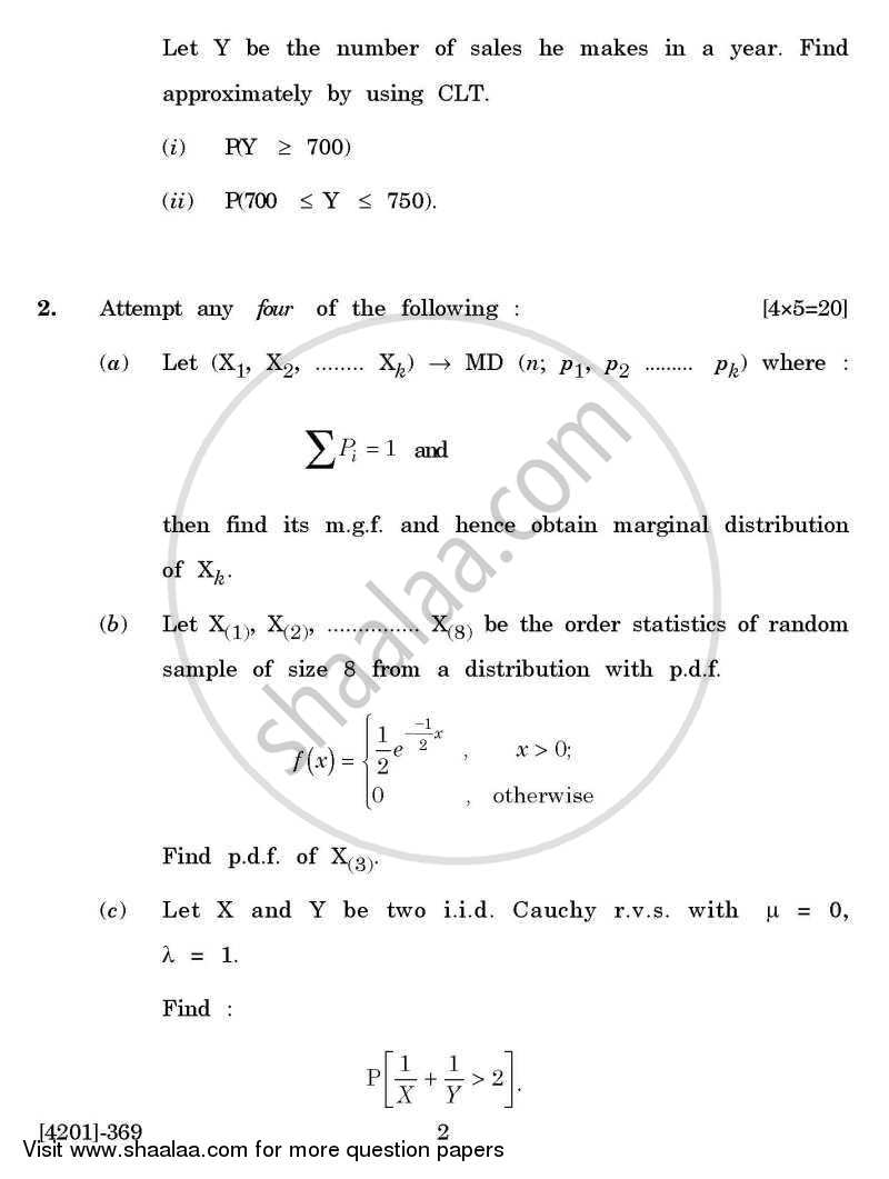 Statistics Special Paper 3- Distribution Theory 2012-2013 - B.A. - 3rd Year (TYBA) - University of Pune question paper with PDF download
