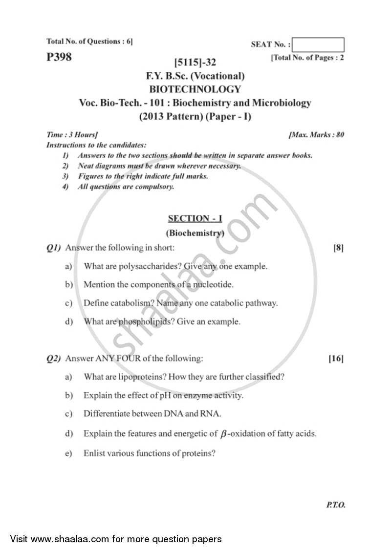 Question Paper Bachelor Of Science Vocational Semester 2 FYBSc