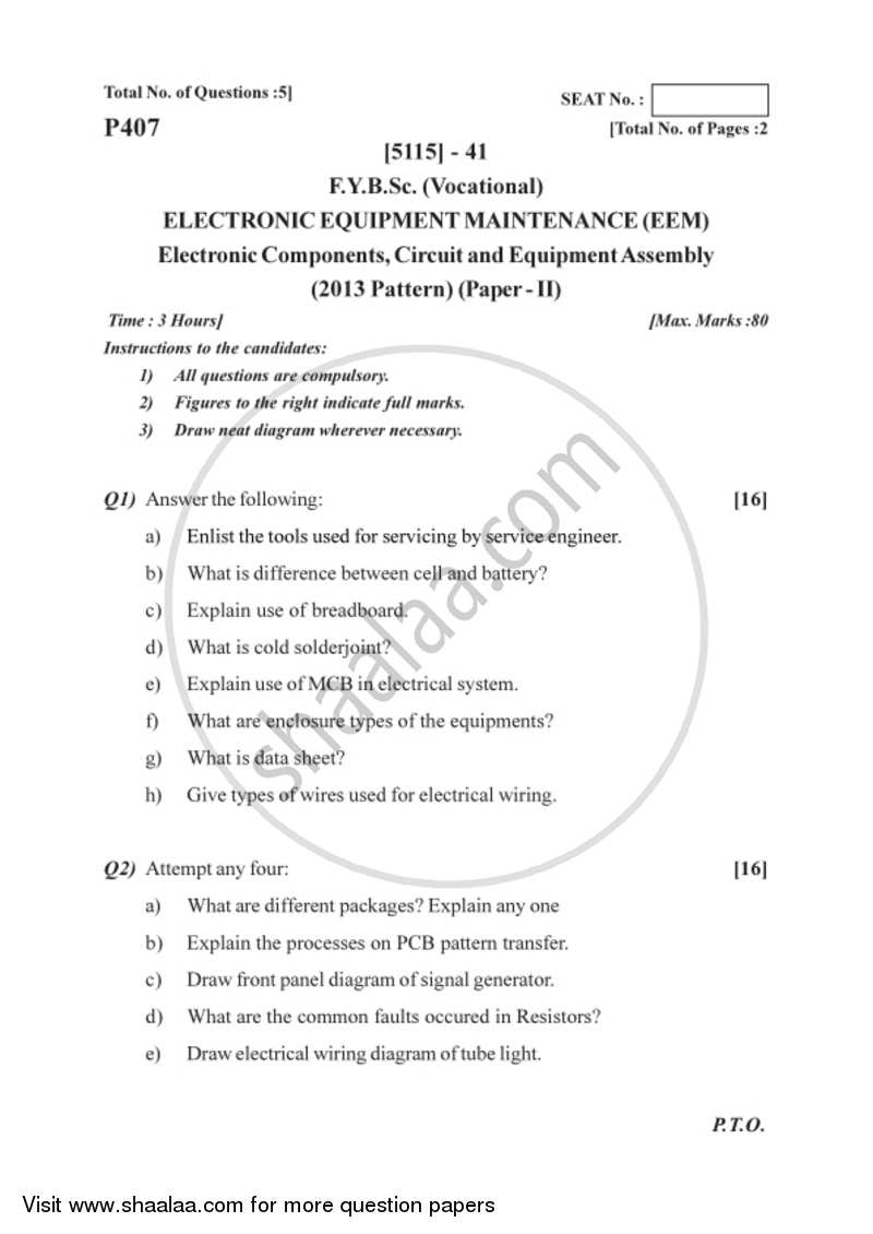 Question Paper - Electronic Components, Circuit and Equipment Assembly  2016-2017 Semester 2 (