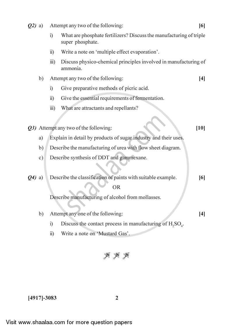 Basic Chemical Industries 1 2015-2016 Semester 5 (FYBSc) - University of Pune question paper with PDF download